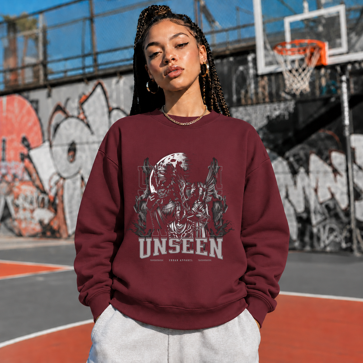 Unseen Reaper Statue T-Shirt – Dark Editorial / Gothic Streetwear Tee - Color: maroon