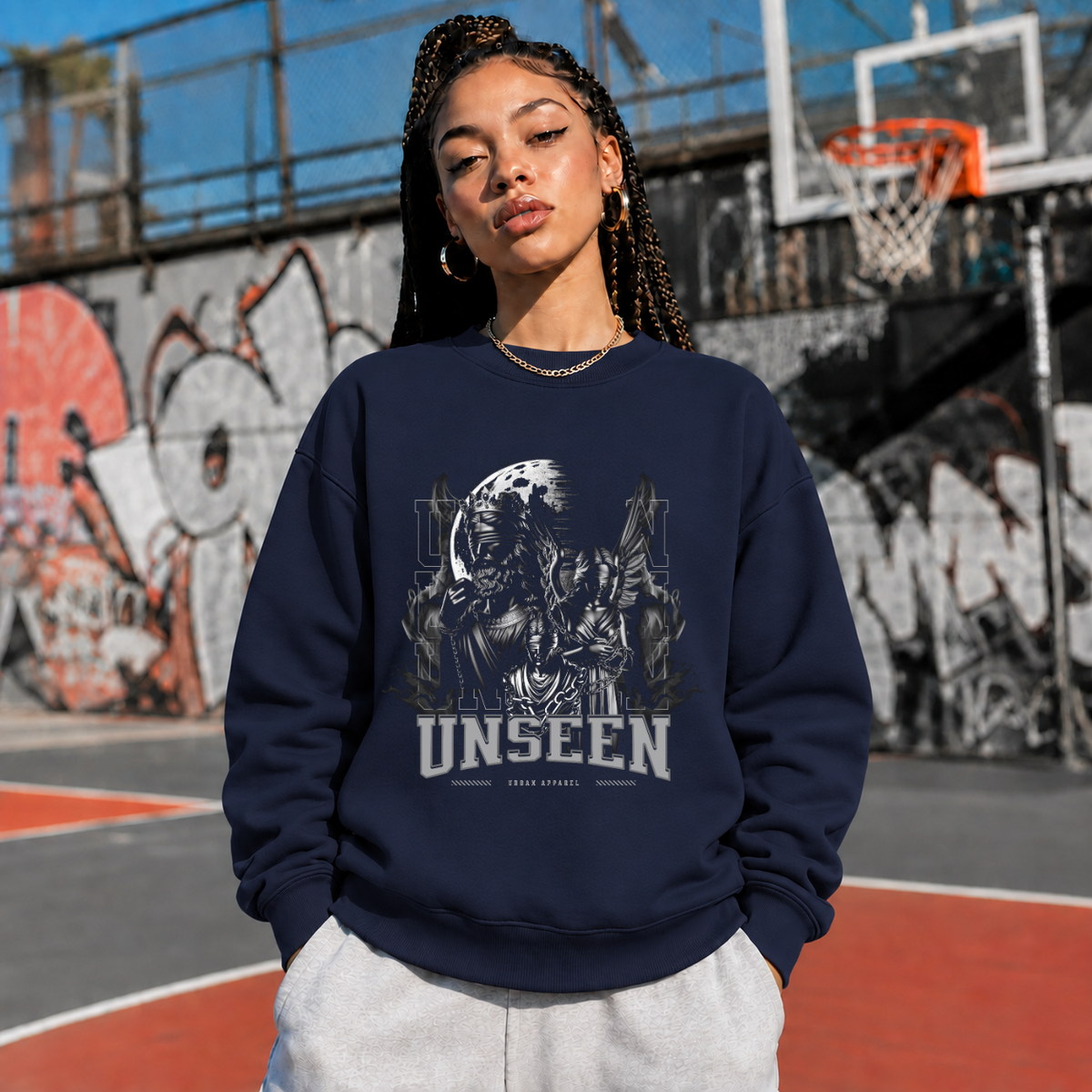 Unseen Reaper Statue T-Shirt – Dark Editorial / Gothic Streetwear Tee - Color: navy