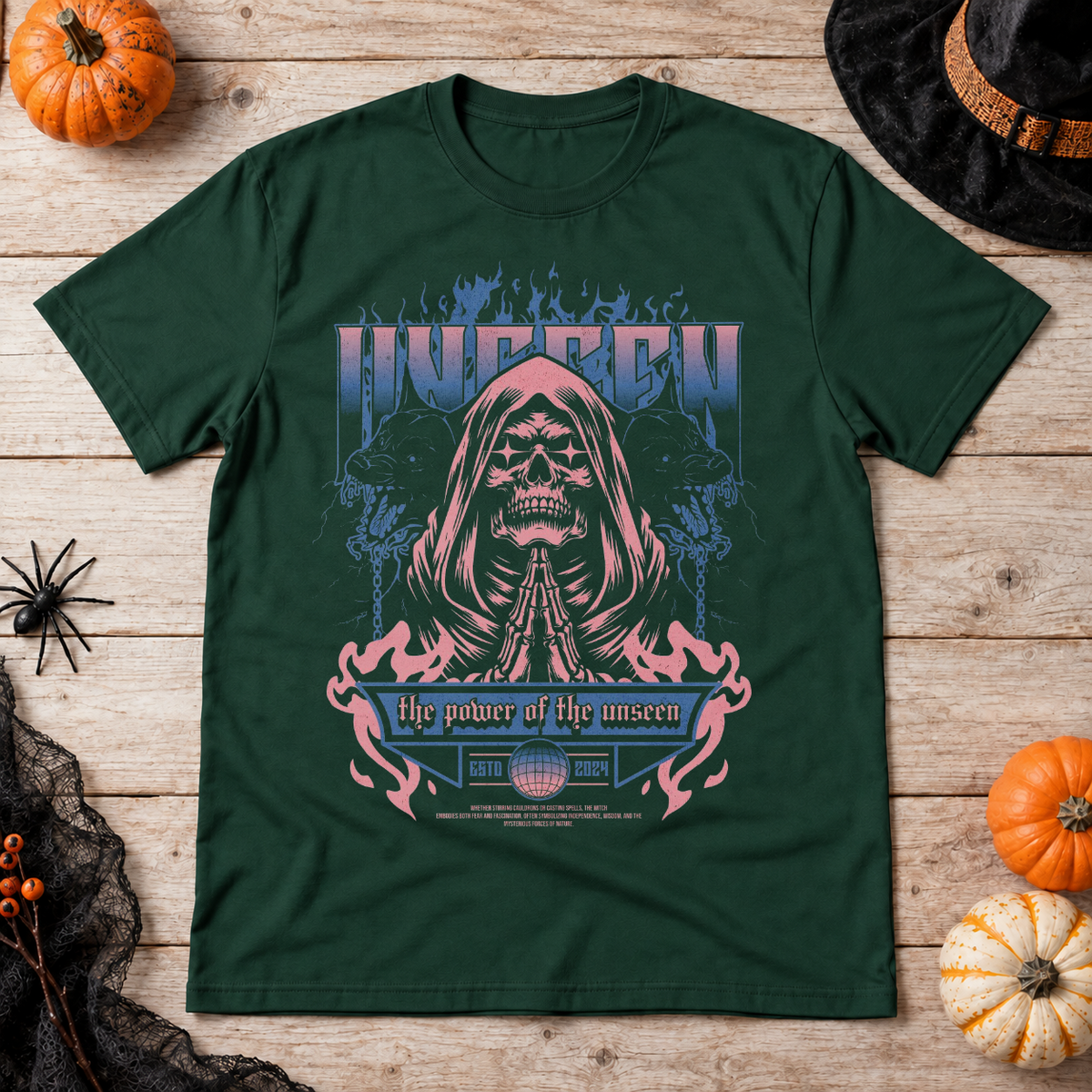 Unseen T-Shirt – Dark Editorial Graphic Design Graphic Tee - Color: forest green