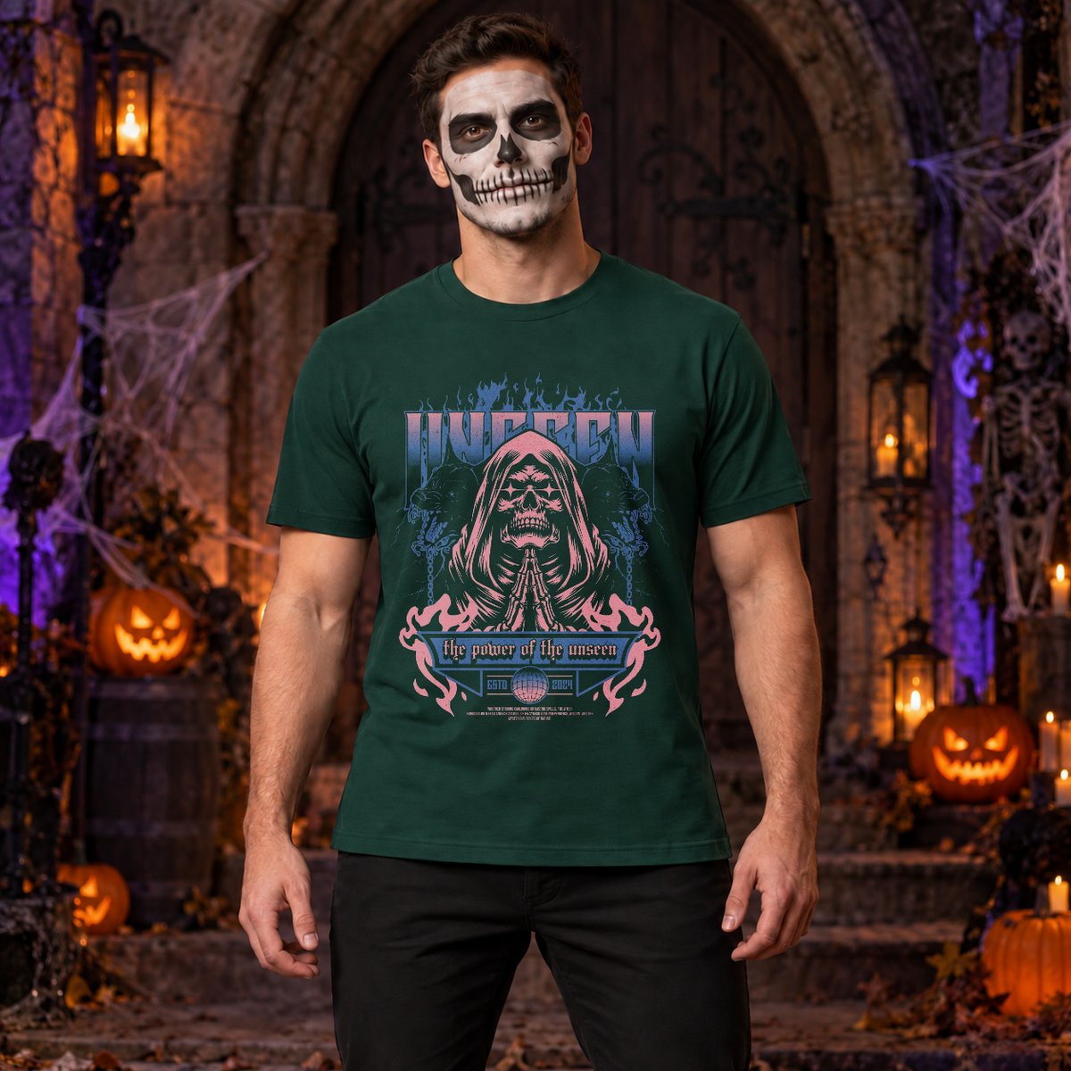 Unseen T-Shirt – Dark Editorial Graphic Design Graphic Tee - Color: forest green