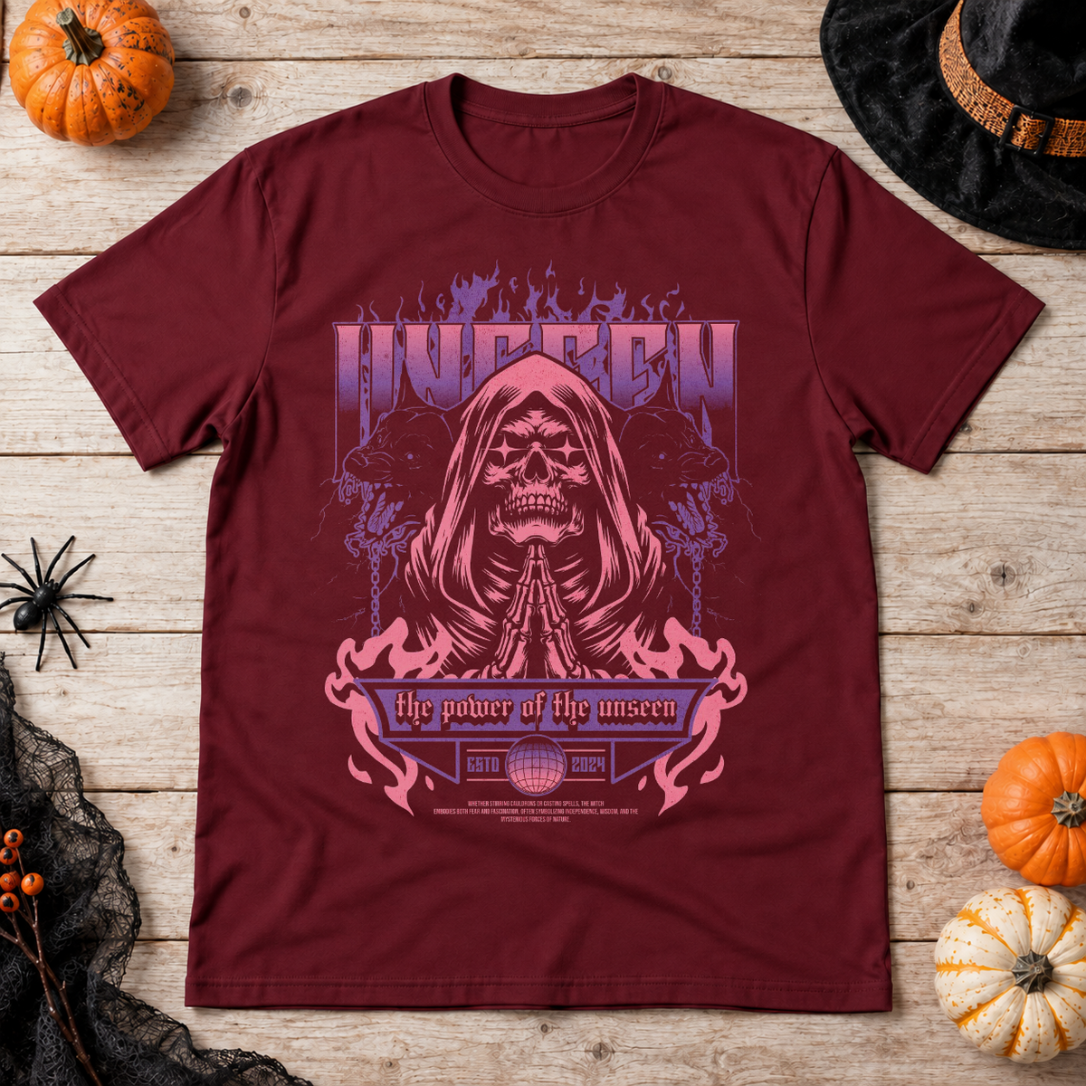 Unseen T-Shirt – Dark Editorial Graphic Design Graphic Tee - Color: maroon