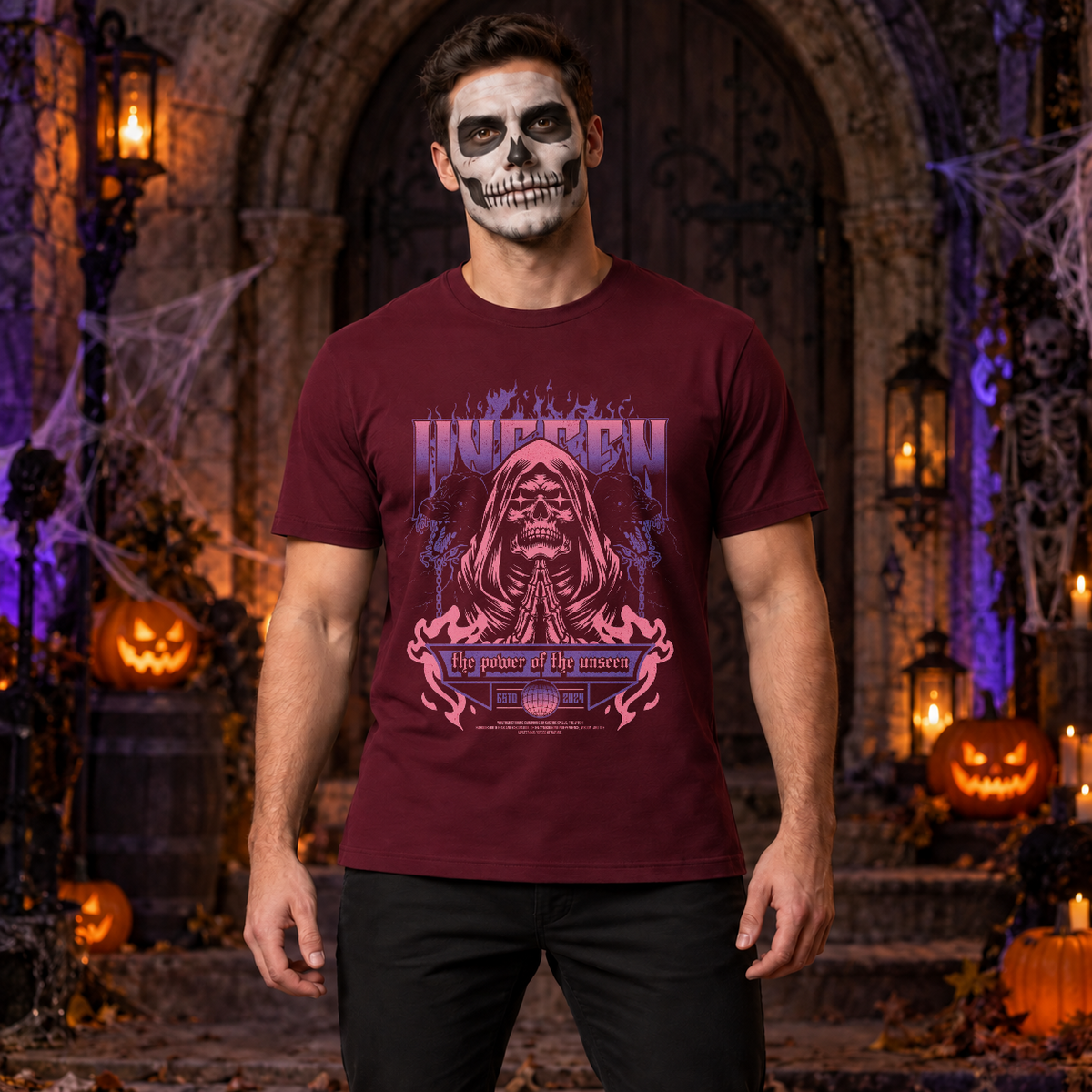 Unseen T-Shirt – Dark Editorial Graphic Design Graphic Tee - Color: maroon