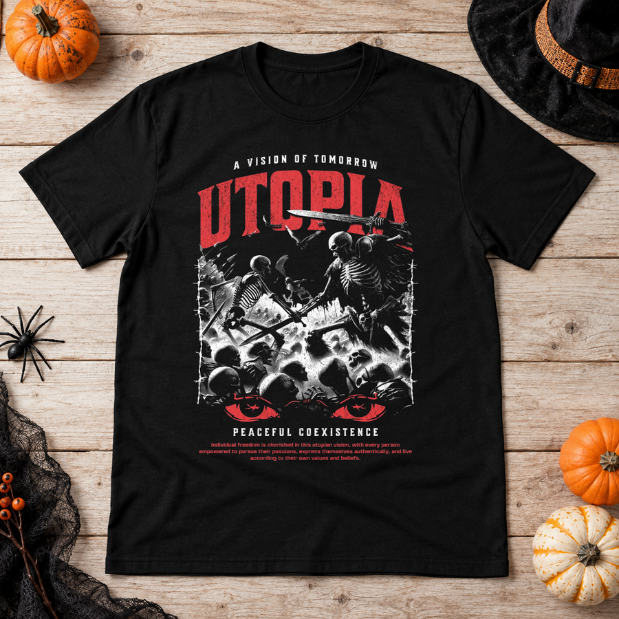 Utopia T-Shirt – Dark Editorial Graphic Design Graphic Tee - Color: black