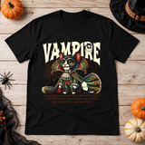 Vampire Cat Halloween Feline Spooky Kitty T-Shirt – Skull & Reaper Gothic Graphic Graphic Tee - Color: black