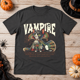 Vampire Cat Halloween Feline Spooky Kitty T-Shirt – Skull & Reaper Gothic Graphic Graphic Tee - Color: charcoal