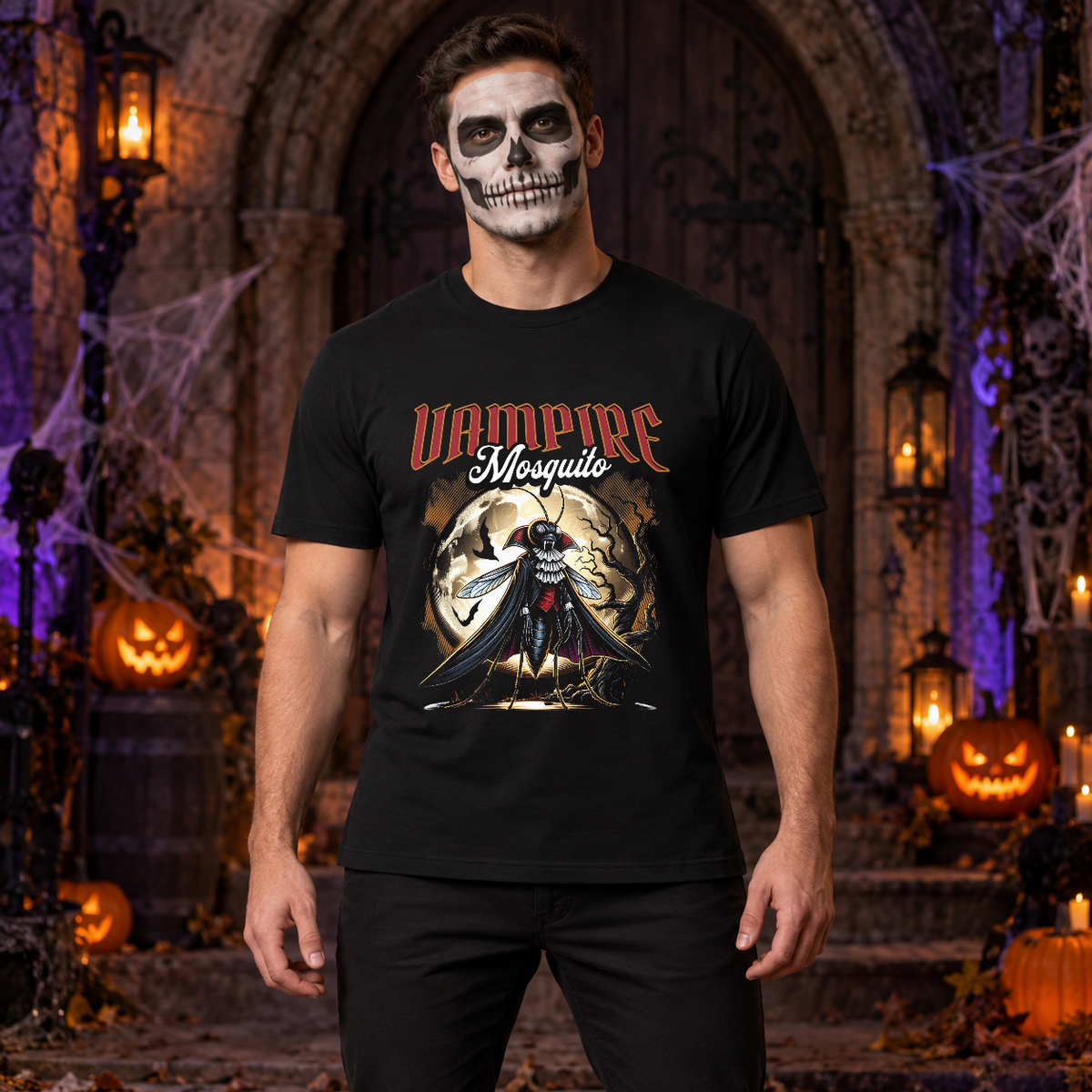 Vampire mosquito T-Shirt – Skull & Reaper Gothic Graphic Graphic Tee - Color: black