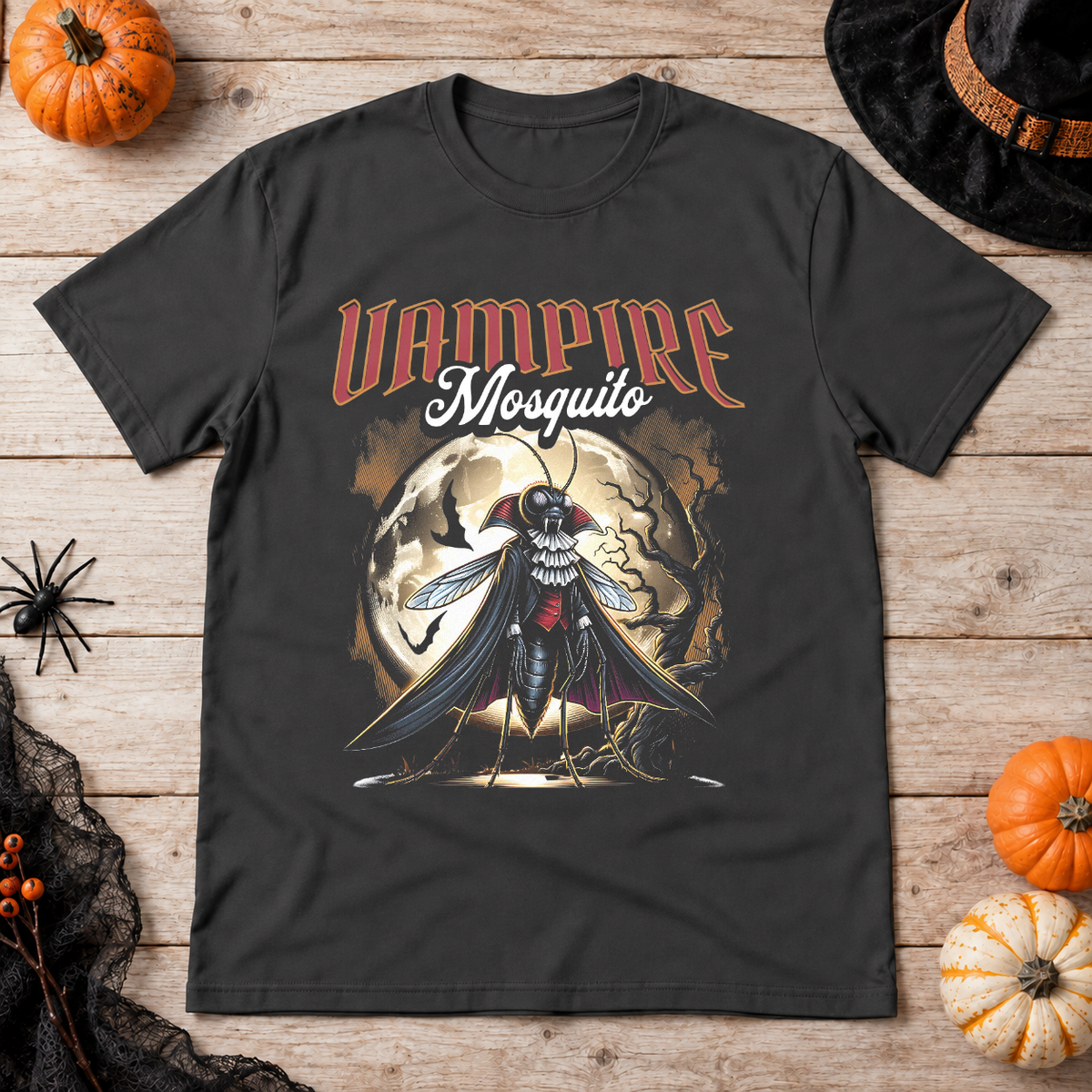 Vampire mosquito T-Shirt – Skull & Reaper Gothic Graphic Graphic Tee - Color: charcoal