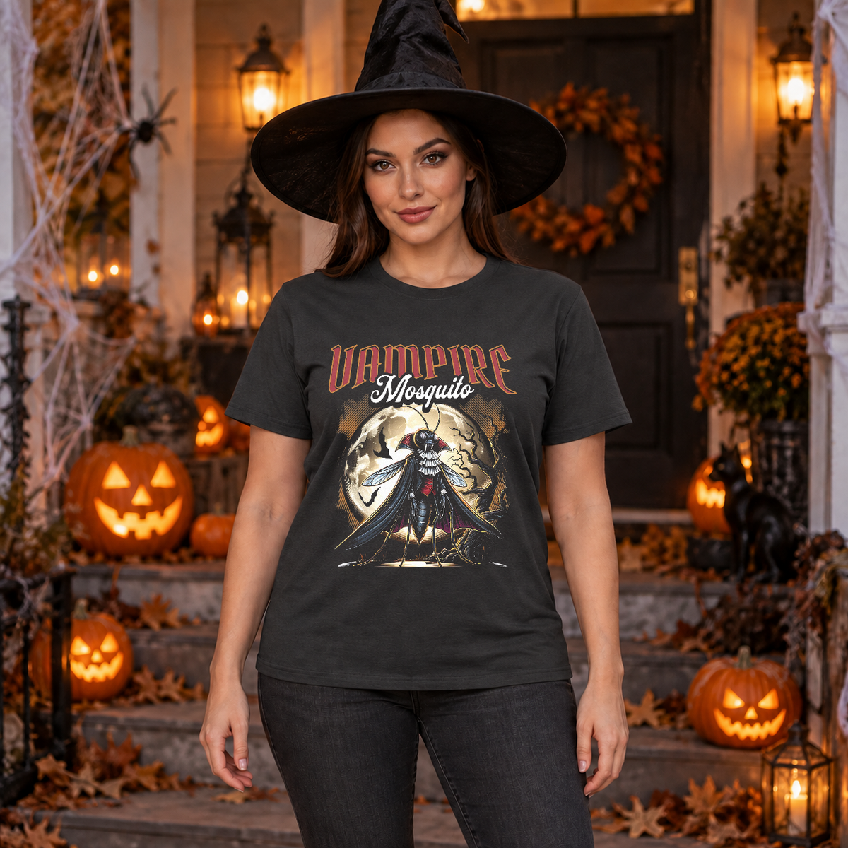 Vampire mosquito T-Shirt – Skull & Reaper Gothic Graphic Graphic Tee - Color: charcoal