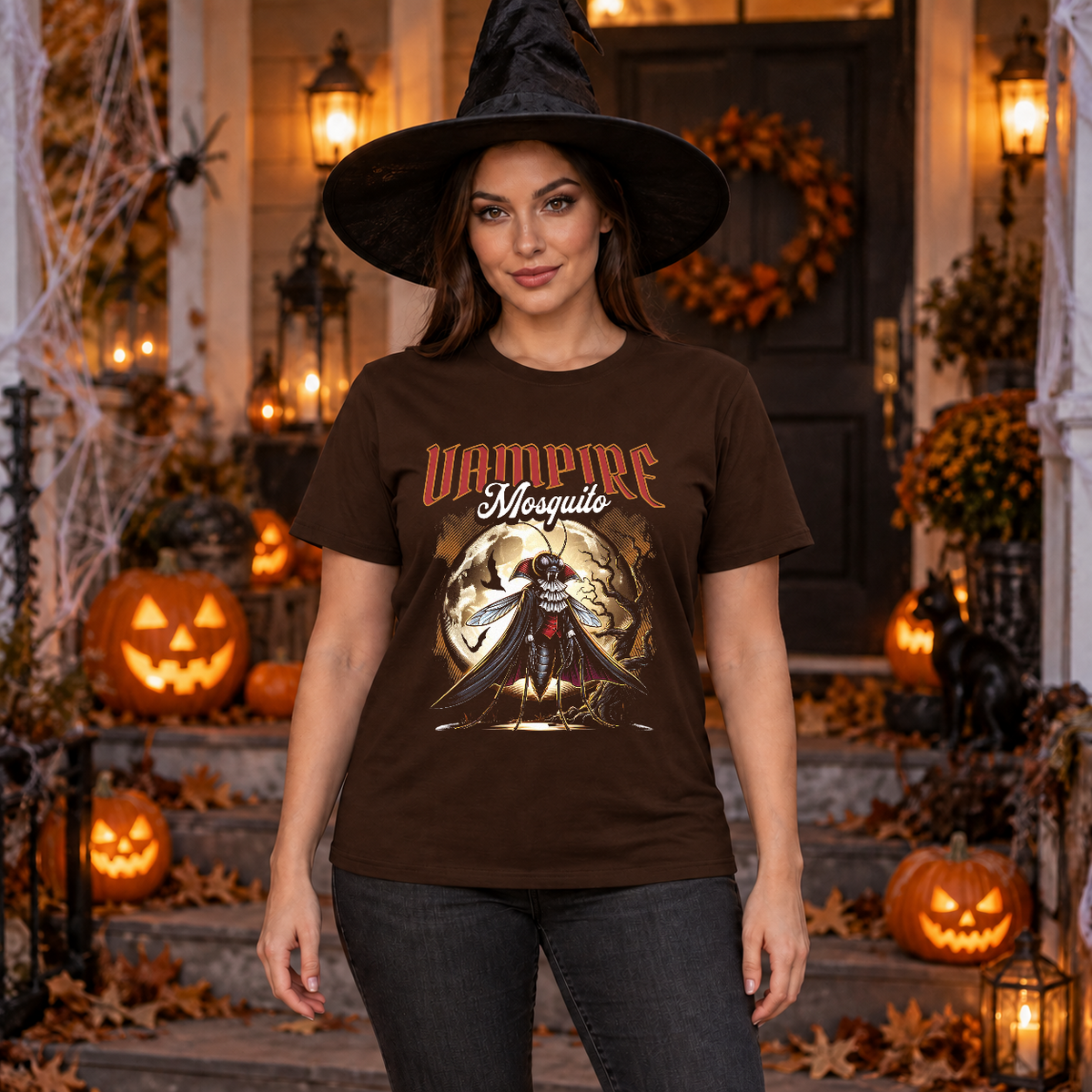 Vampire mosquito T-Shirt – Skull & Reaper Gothic Graphic Graphic Tee - Color: chocolate
