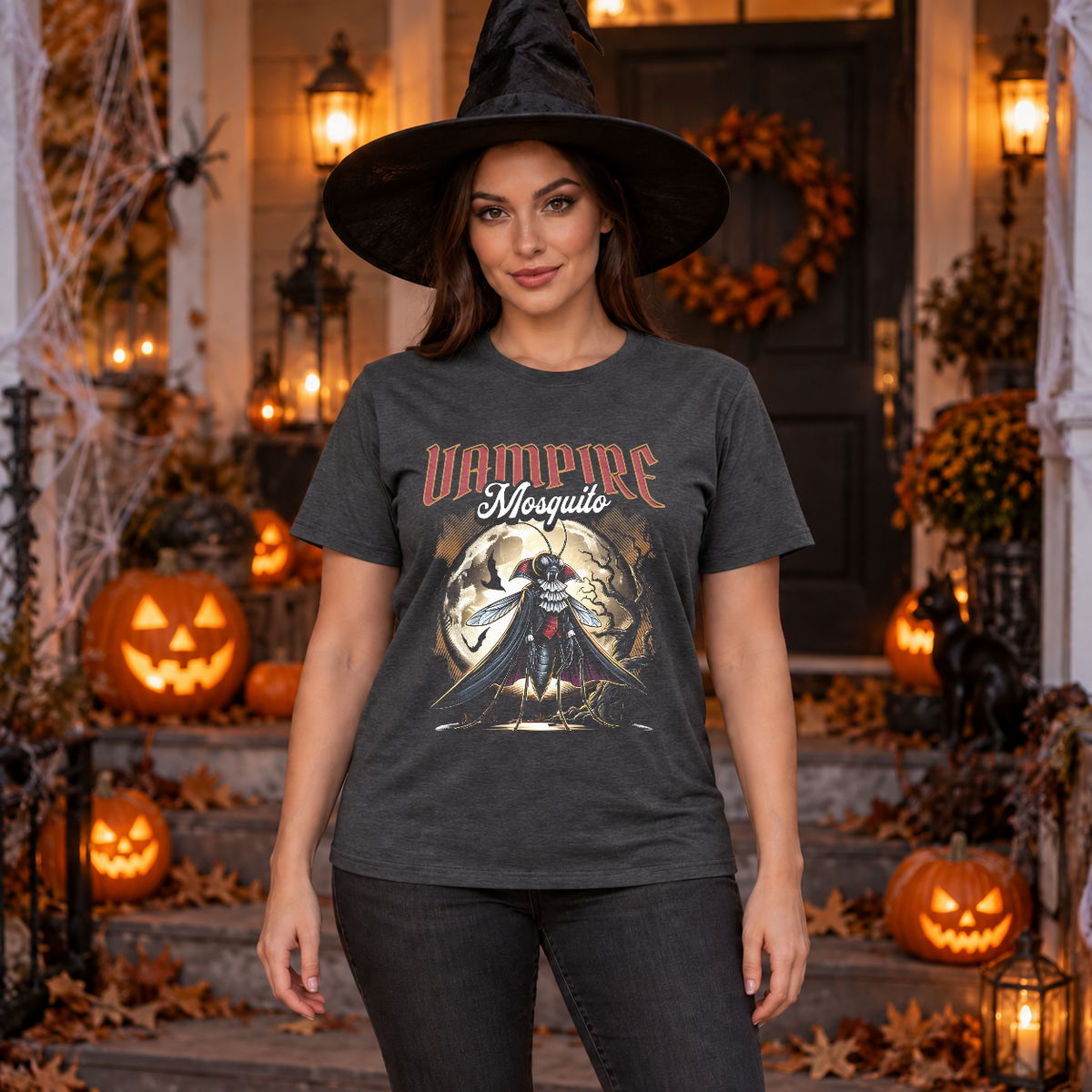 Vampire mosquito T-Shirt – Skull & Reaper Gothic Graphic Graphic Tee - Color: dark heather