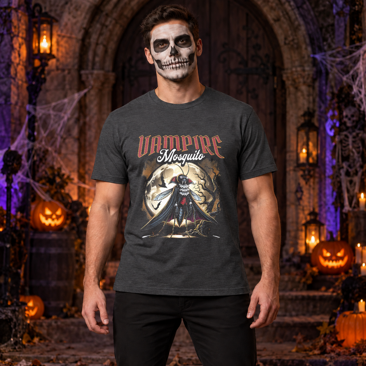 Vampire mosquito T-Shirt – Skull & Reaper Gothic Graphic Graphic Tee - Color: dark heather
