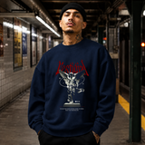 Vestigial Sculptor Guides Angel Sweatshirt – Dark Art / Renaissance Aesthetic Graphic Sweatshirt - Color: navy