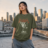 Vestigial Sculptor Guides Angel T-Shirt – Dark Art / Renaissance Aesthetic Graphic Tee - Color: Millitary Green