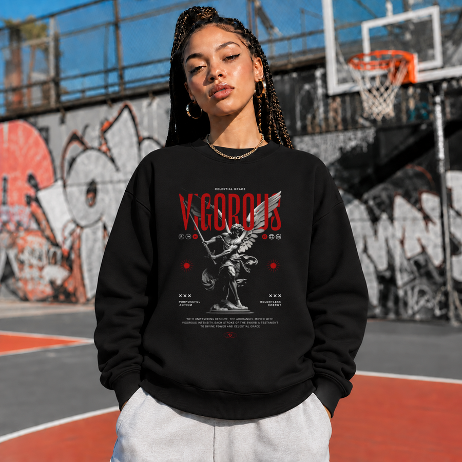Vigorous Angel Statue T-Shirt – Gothic Streetwear Poster Graphic Tee - Color: black