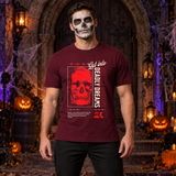 Vintage Skull T-Shirt – Skull & Reaper Gothic Graphic Graphic Tee - Color: maroon