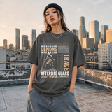 Vintage Statue Demons Afterlife Guard T-Shirt – Religious Imagery Collage Graphic Tee - Color: Dark Heather