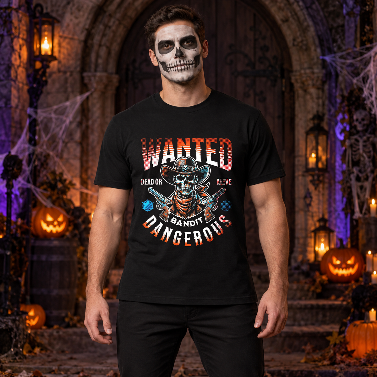 Wanted Bandit Gangerous T-Shirt – Punk Rock Streetwear Graphic Graphic Tee - Color: black