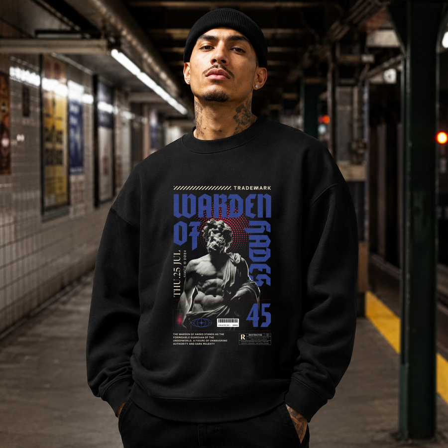 Warden of Hades Sweatshirt – Dark Editorial / Gothic Streetwear Sweatshirt - Color: black