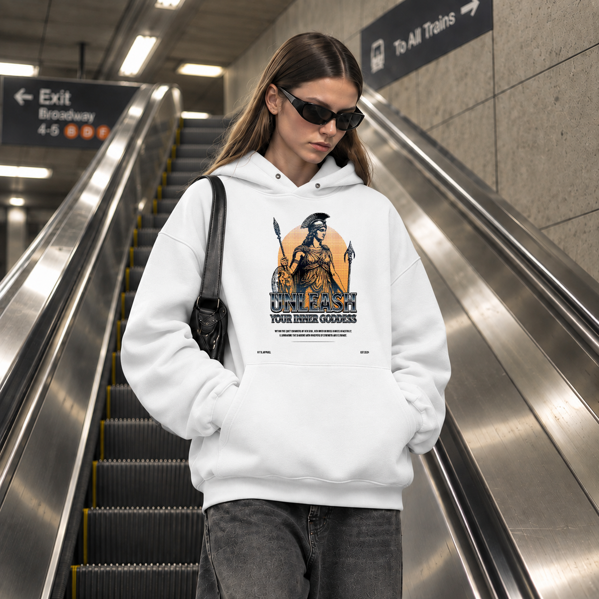Warrior Goddess Athena Unleash Inner Goddess Hoodie – Dark Art / Renaissance Aesthetic Graphic Hoodie - Color: white