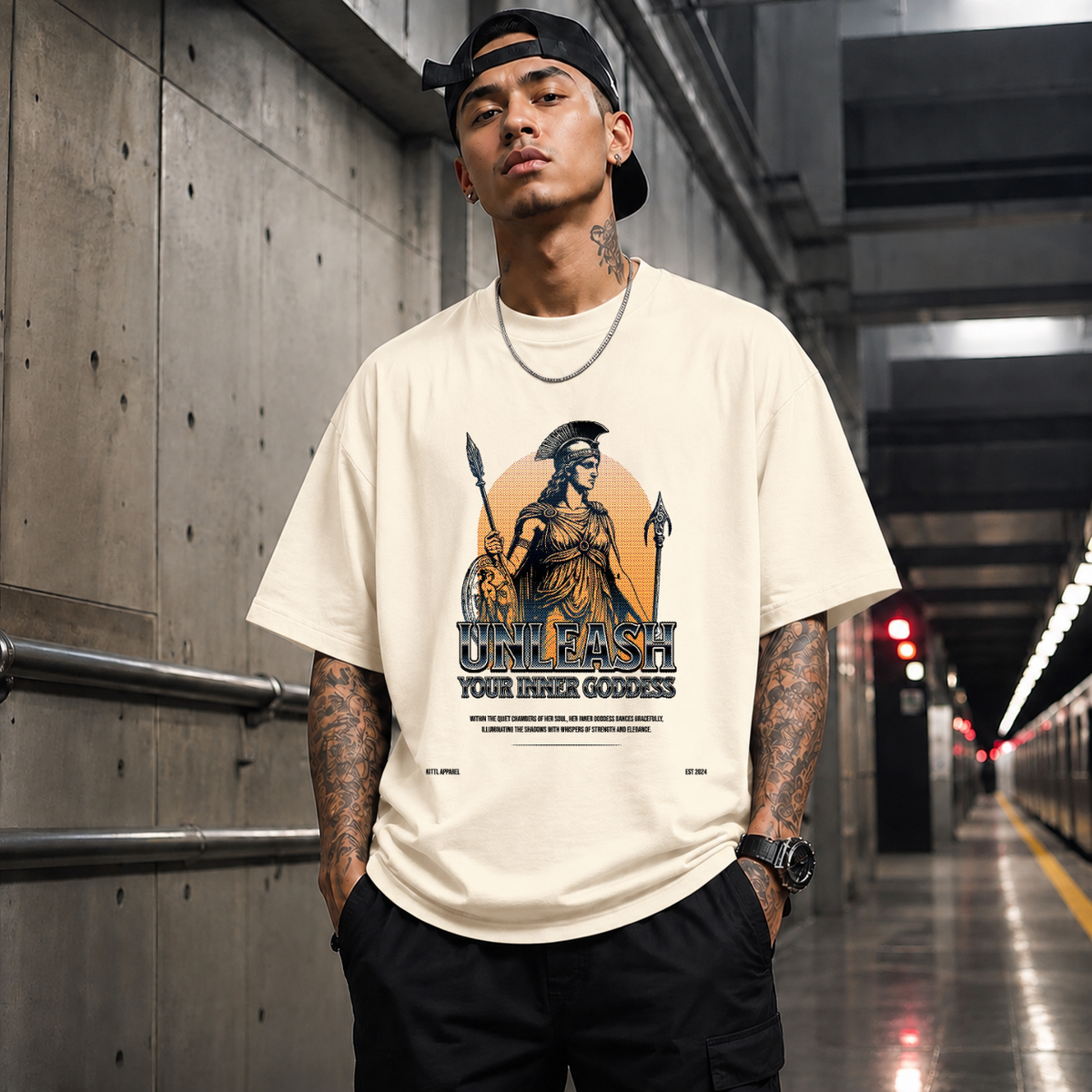Warrior Goddess Athena Unleash Inner Goddess T-Shirt – Dark Art / Renaissance Aesthetic Graphic Tee - Color: natural