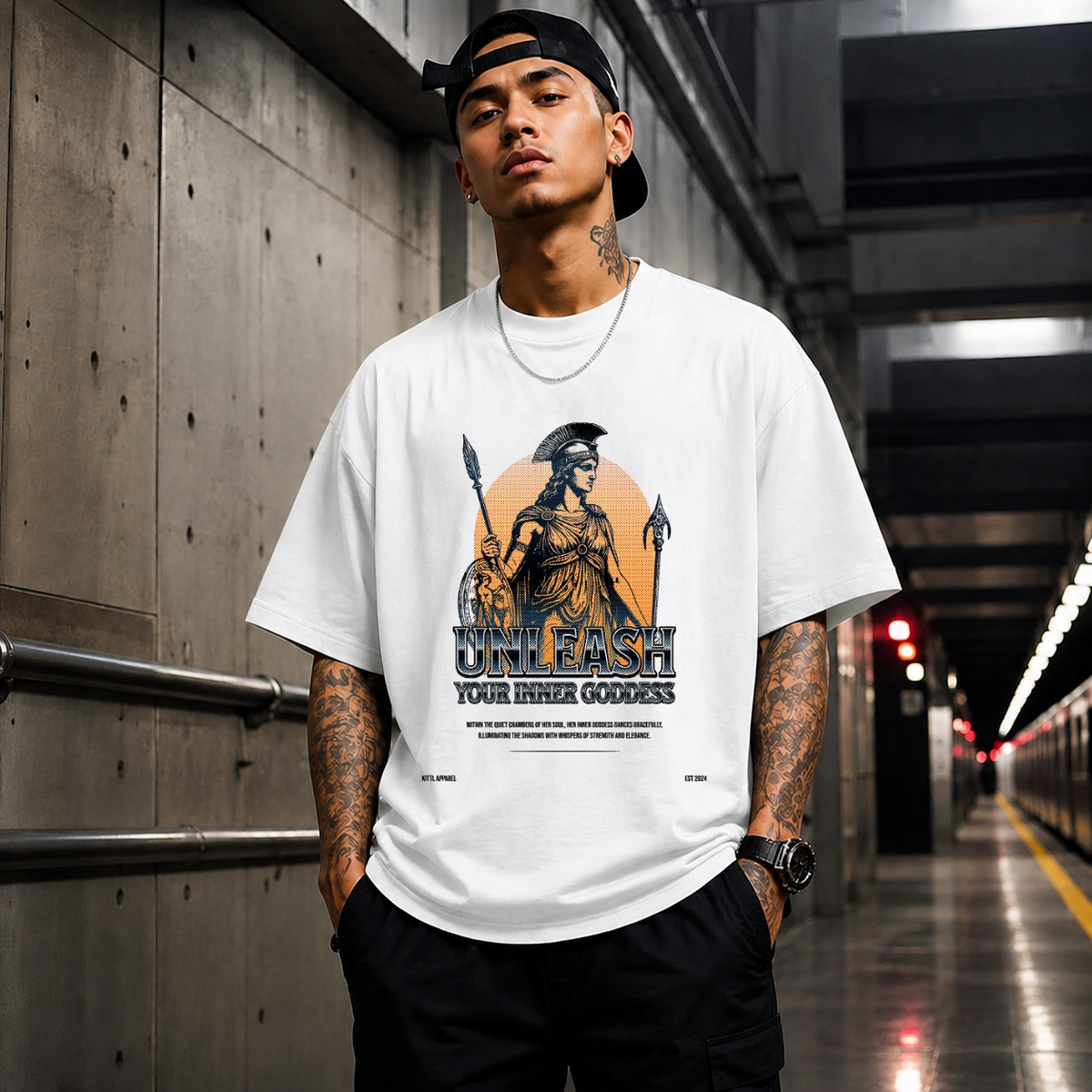 Warrior Goddess Athena Unleash Inner Goddess T-Shirt – Dark Art / Renaissance Aesthetic Graphic Tee - Color: white