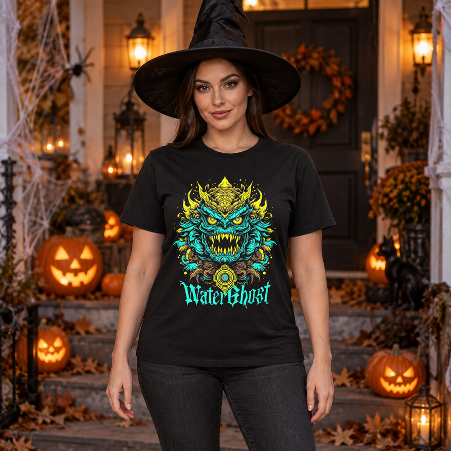 Water Ghost T-Shirt – Skull & Reaper Gothic Graphic Graphic Tee - Color: black