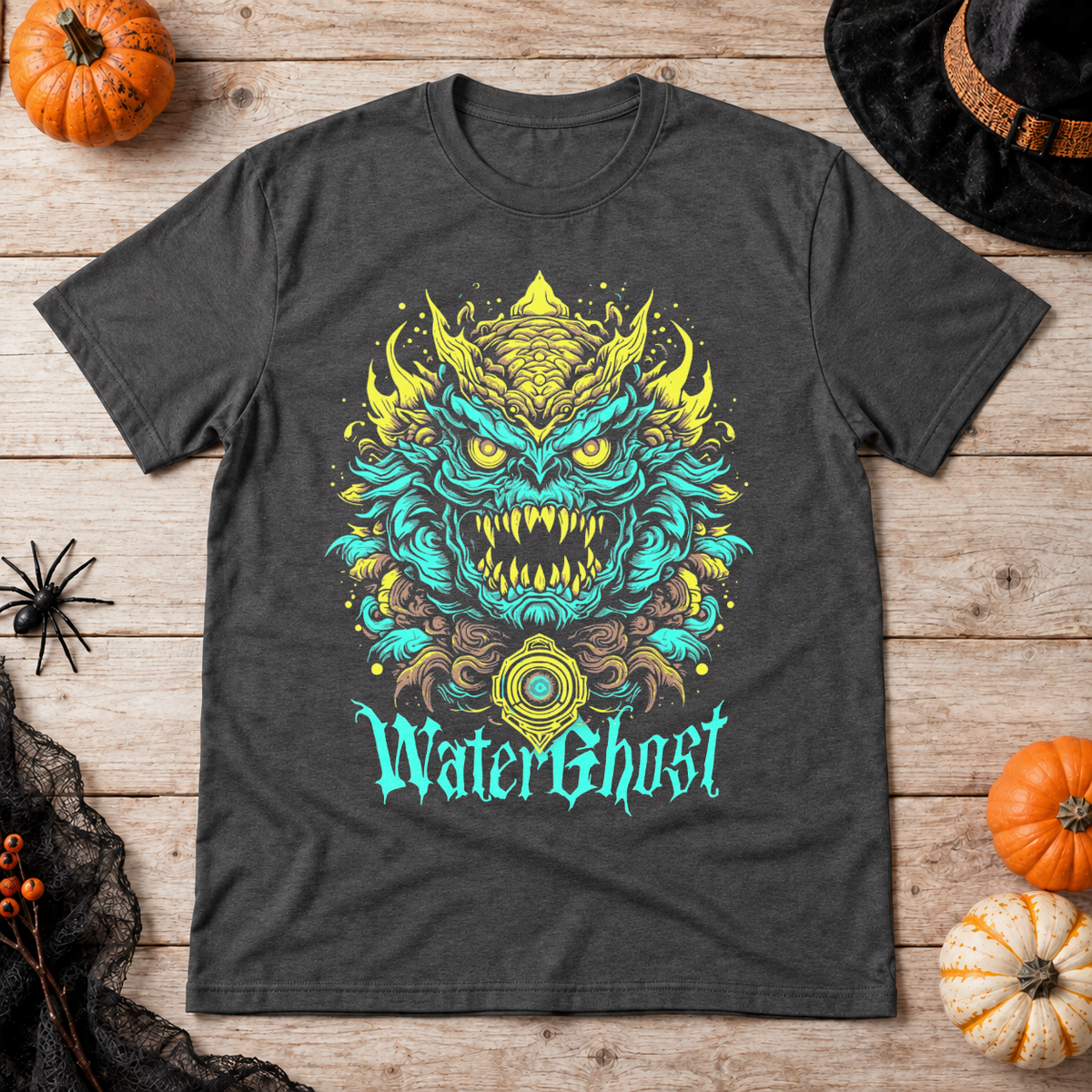 Water Ghost T-Shirt – Skull & Reaper Gothic Graphic Graphic Tee - Color: dark heather