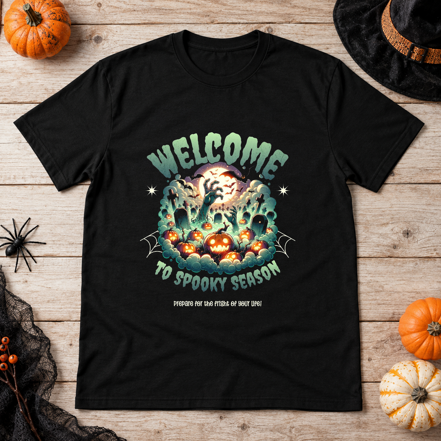 Welcome To Spooky Season T-Shirt – Halloween Streetwear Graphic Graphic Tee - Color: black