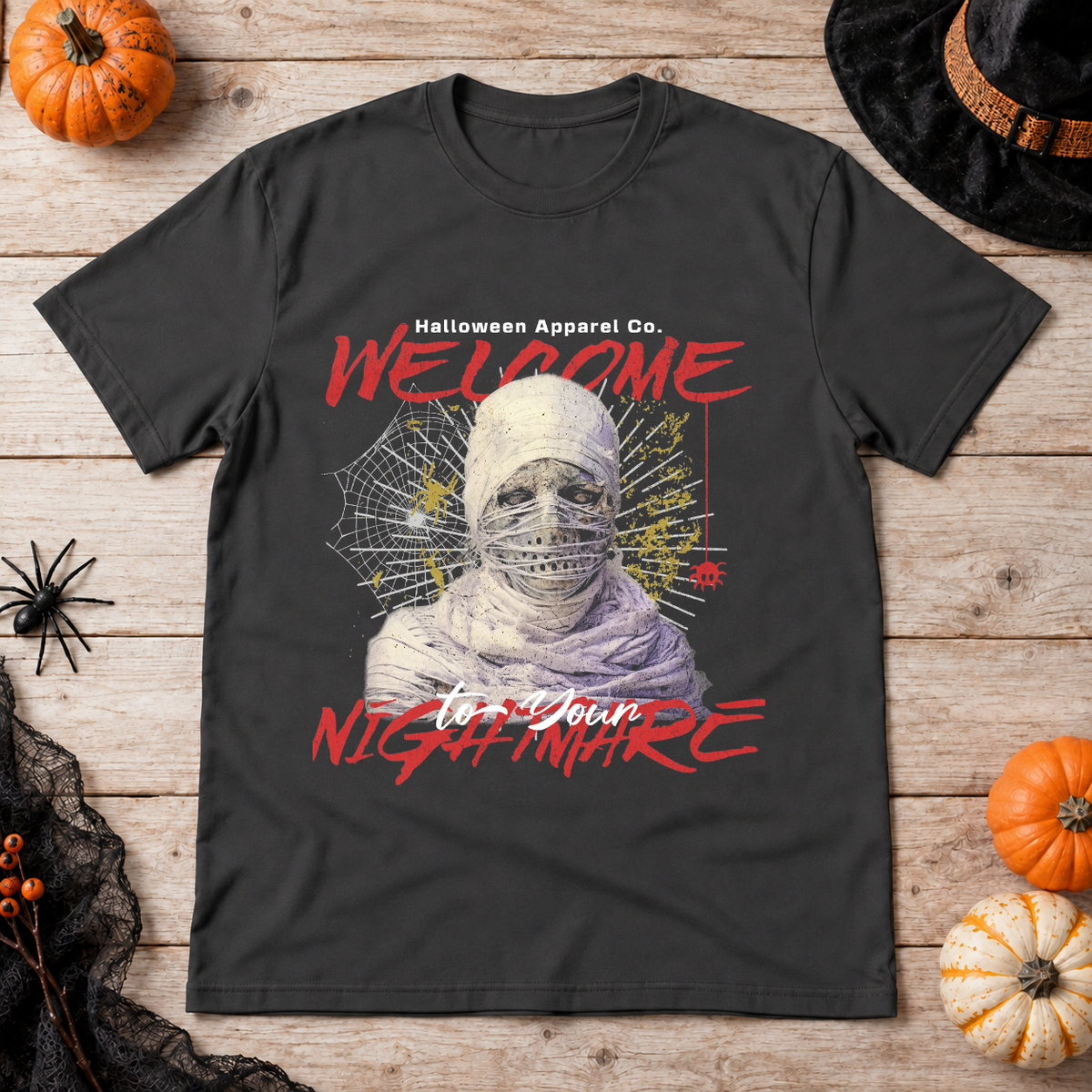 Welcome to your Nightmare T-Shirt – Skull & Reaper Gothic Graphic Graphic Tee - Color: charcoal