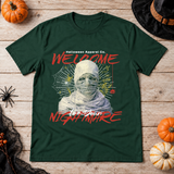 Welcome to your Nightmare T-Shirt – Skull & Reaper Gothic Graphic Graphic Tee - Color: forest green