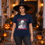 Welcome to your Nightmare T-Shirt – Skull & Reaper Gothic Graphic Graphic Tee - Color: navy