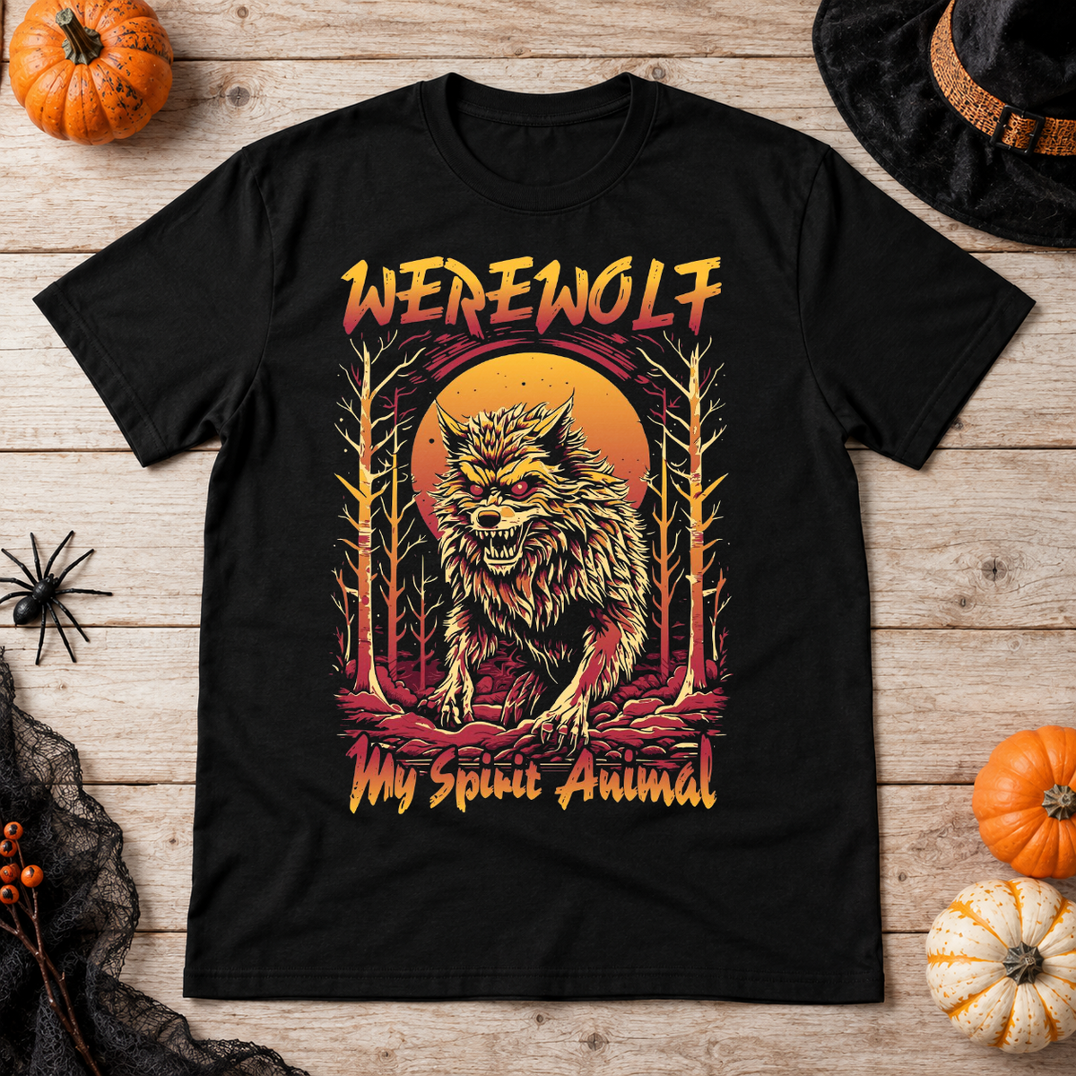 Werewolf - My Spirit Animal T-Shirt – Zombie & Monster Horror Graphic Graphic Tee - Color: black