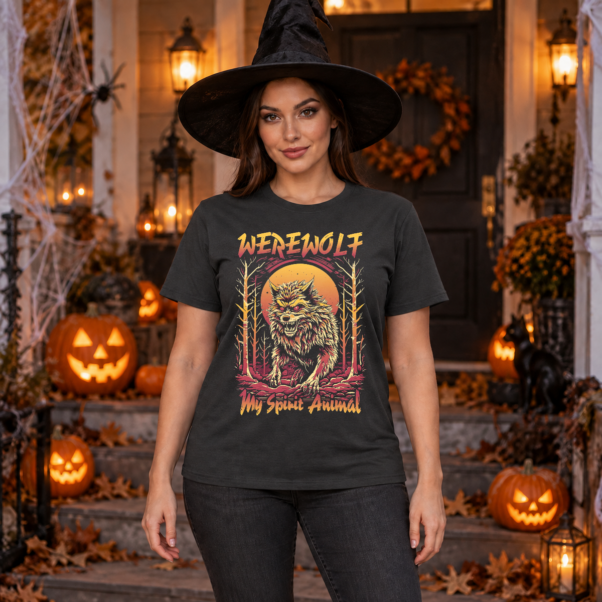 Werewolf - My Spirit Animal T-Shirt – Zombie & Monster Horror Graphic Graphic Tee - Color: charcoal