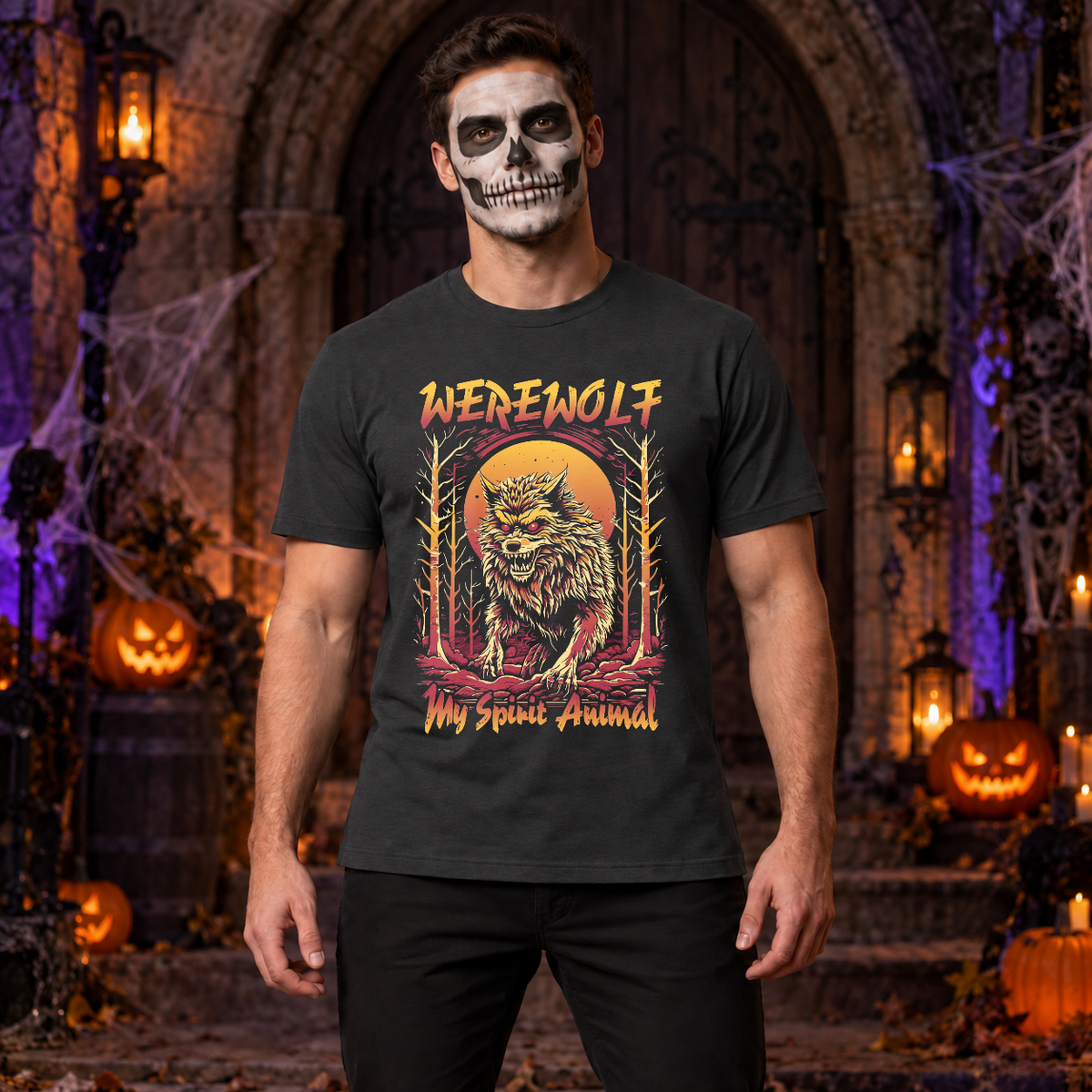 Werewolf - My Spirit Animal T-Shirt – Zombie & Monster Horror Graphic Graphic Tee - Color: charcoal