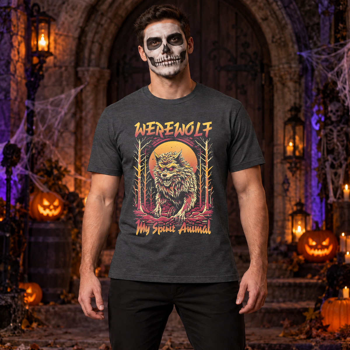 Werewolf - My Spirit Animal T-Shirt – Zombie & Monster Horror Graphic Graphic Tee - Color: dark heather
