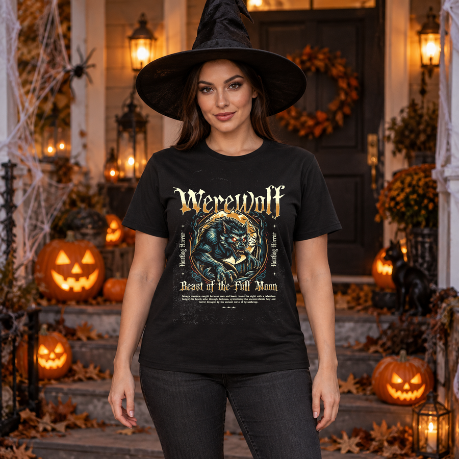 Werewolf T-Shirt – Zombie & Monster Horror Graphic Graphic Tee - Color: black