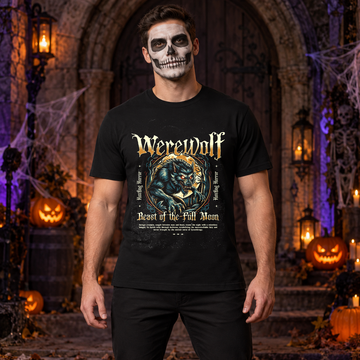 Werewolf T-Shirt – Zombie & Monster Horror Graphic Graphic Tee - Color: black