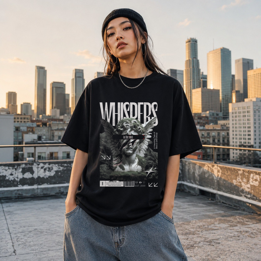 Whispers in the Mist Statue T-Shirt – Dark Art / Renaissance Aesthetic Graphic Tee - Color: Black