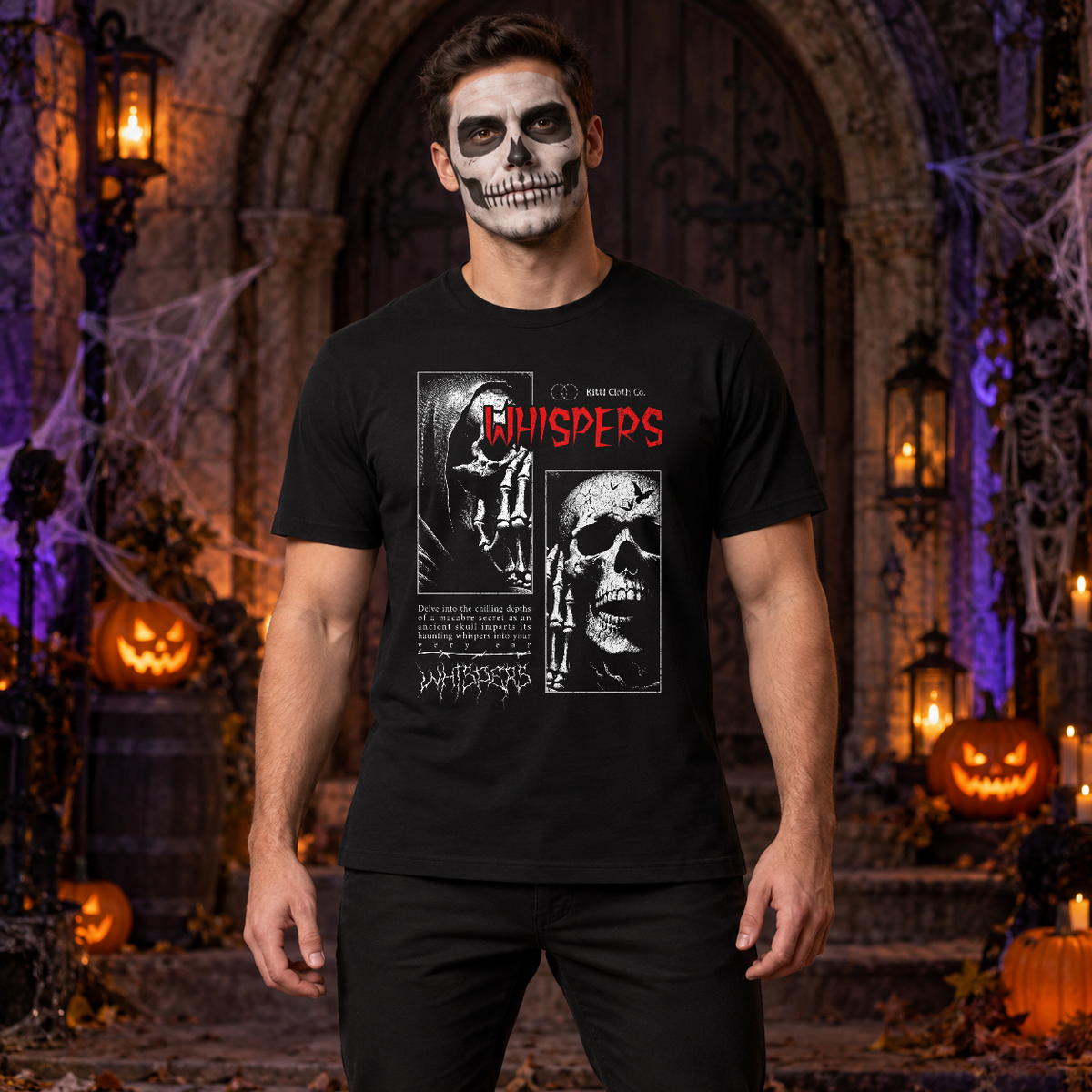 Whispers T-Shirt – Classic Halloween Graphic Design Graphic Tee - Color: black