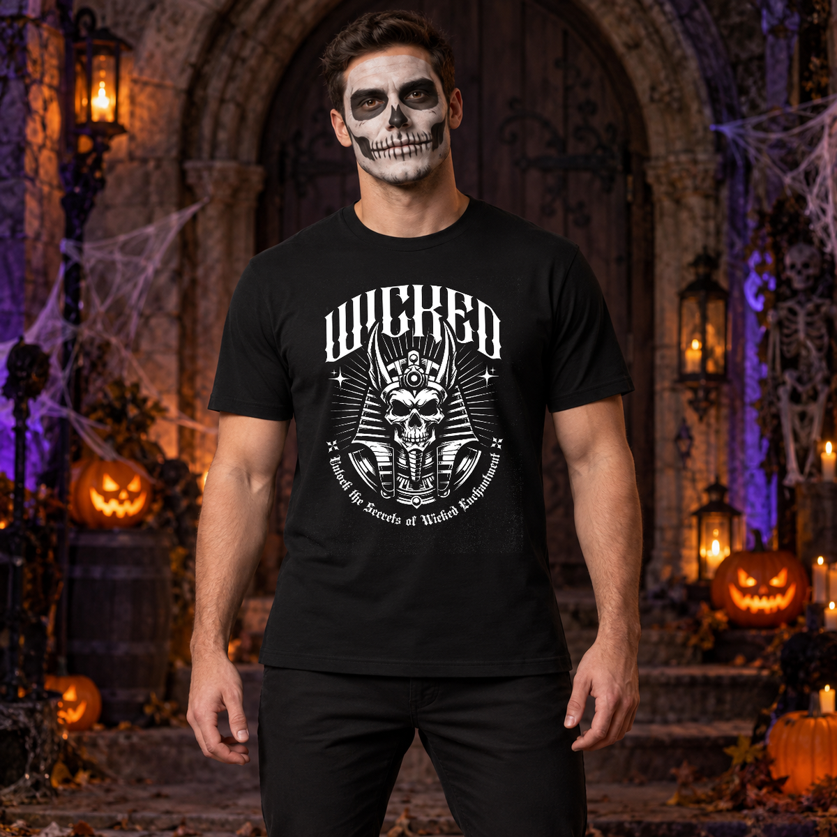 Wicked Skull! T-Shirt – Skull & Reaper Gothic Graphic Graphic Tee - Color: black