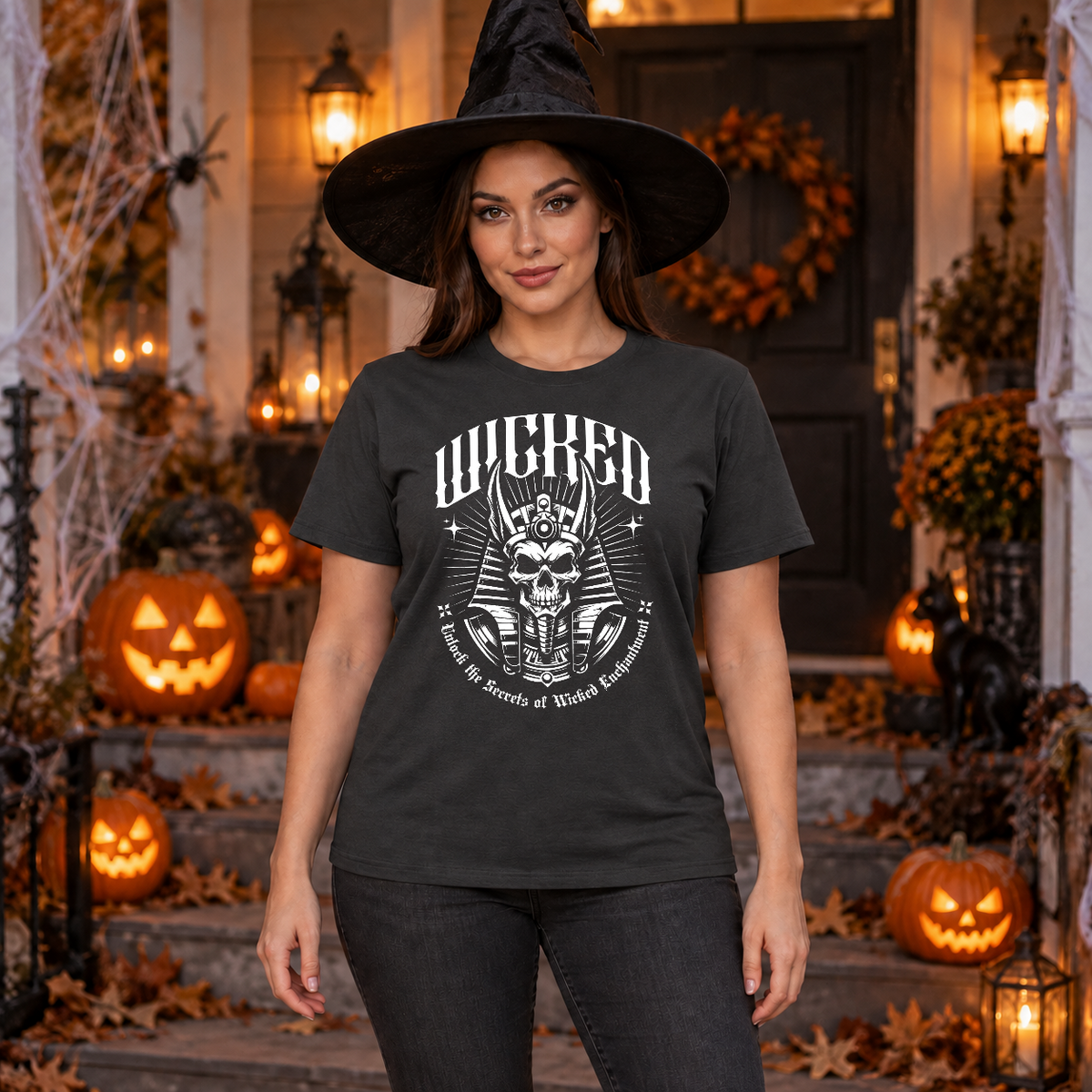 Wicked Skull! T-Shirt – Skull & Reaper Gothic Graphic Graphic Tee - Color: charcoal