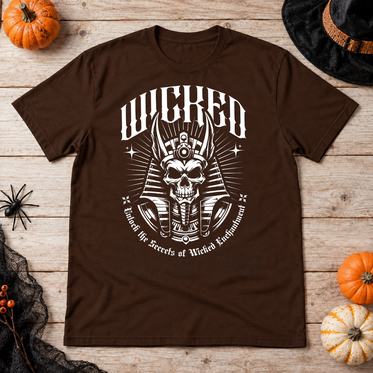 Wicked Skull! T-Shirt – Skull & Reaper Gothic Graphic Graphic Tee - Color: chocolate