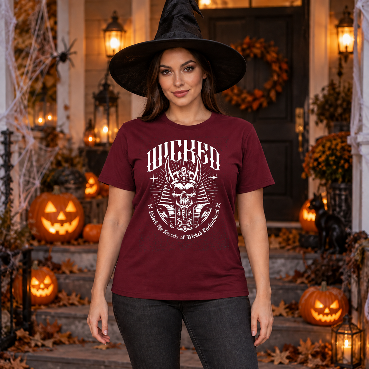 Wicked Skull! T-Shirt – Skull & Reaper Gothic Graphic Graphic Tee - Color: maroon