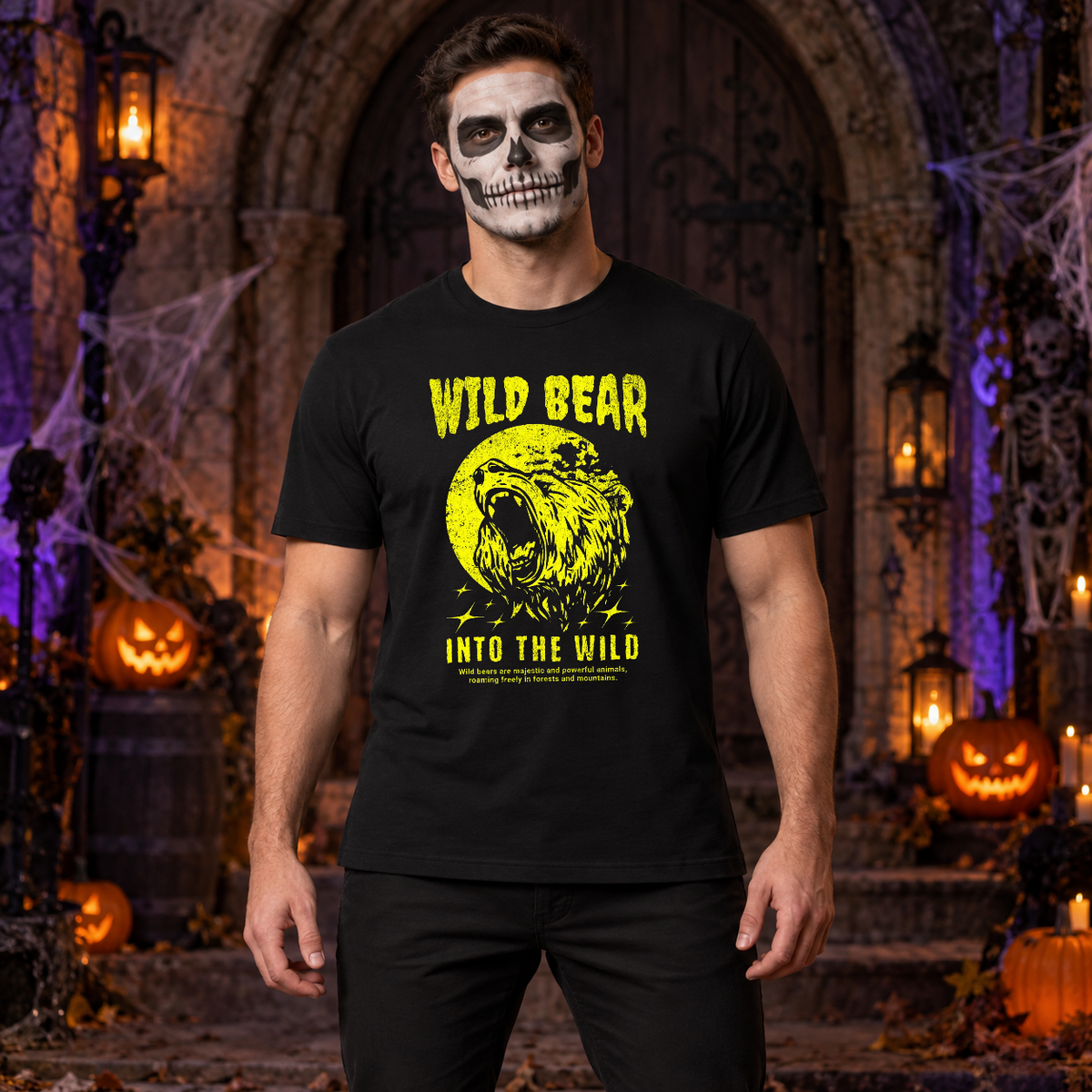 Wild Bear Into the WIld T-Shirt – Animal Streetwear Graphic Graphic Tee - Color: black