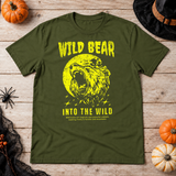 Wild Bear Into the WIld T-Shirt – Animal Streetwear Graphic Graphic Tee - Color: military green