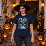 Wild West Wanderer T-Shirt – Dark Streetwear Graphic Design Graphic Tee - Color: navy