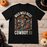 Wild Wild West Cowboy Frontier Justice Reigns T-Shirt – Dark Streetwear Graphic Design Graphic Tee - Color: black