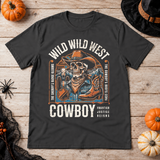 Wild Wild West Cowboy Frontier Justice Reigns T-Shirt – Dark Streetwear Graphic Design Graphic Tee - Color: charcoal