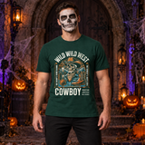 Wild Wild West Cowboy Frontier Justice Reigns T-Shirt – Dark Streetwear Graphic Design Graphic Tee - Color: forest green