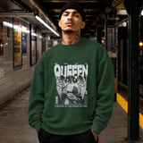 Winged Queen Angel Sweatshirt – Dark Art / Renaissance Aesthetic Graphic Sweatshirt - Color: forest green